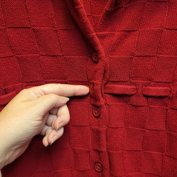 Gymboree Kids Red Knit Cardigan Sweater with Textured Details - Size S (5-6) - Picture 4 of 4